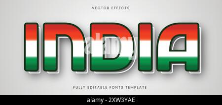 Modello modificabile effetto testo per l'India Illustrazione Vettoriale