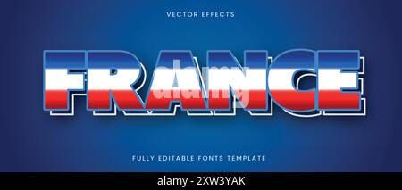 Modello modificabile effetto testo per la Francia Illustrazione Vettoriale