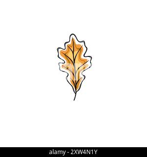 schizzo a mano libera della foglia autunnale, modello per adesivo Foto Stock