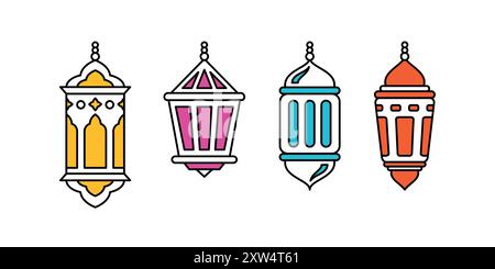 Set di Lanterne Ramadan Mubarak Illustrazione Vettoriale