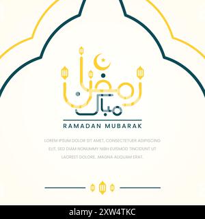 Buon Ramadan Mubarak biglietto d'auguri con calligrafia araba Illustrazione Vettoriale