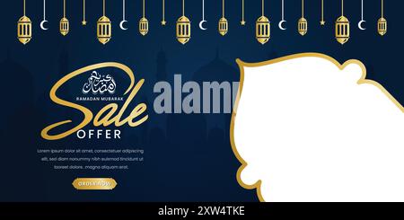 Banner offerta di vendita Ramadan, sfondo Ramadan Illustrazione Vettoriale