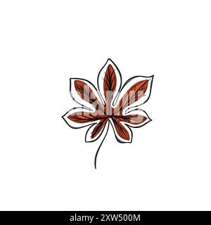 schizzo a mano libera della foglia autunnale, modello per adesivo Foto Stock