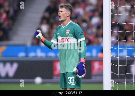 Leverkusen, Germania. 17 agosto 2024. Fussball DFL-Supercup Bayer 04 Leverkusen - VfB Stuttgart AM 17.08.2024 in der BayArena a Leverkusen Alexander Nuebel ( Stoccarda ) le normative DFL vietano qualsiasi uso di fotografie come sequenze di immagini e/o quasi-video. Foto: Revierfoto credito: ddp media GmbH/Alamy Live News Foto Stock