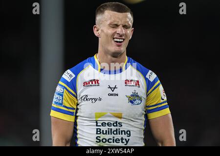 Leeds, Regno Unito. 17 agosto 2024. Ash Handley di Leeds Rhinos reagisce durante il Magic Weekend match Warrington Wolves vs Leeds Rhinos a Elland Road, Leeds, Regno Unito, 17 agosto 2024 (foto di Mark Cosgrove/News Images) a Leeds, Regno Unito il 17/8/2024. (Foto di Mark Cosgrove/News Images/Sipa USA) credito: SIPA USA/Alamy Live News Foto Stock