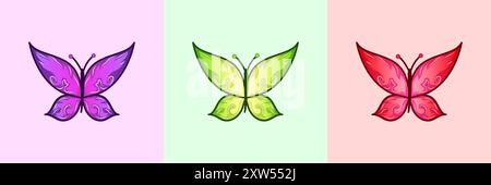 Illustrazioni colorate delle farfalle - vibrante arte della natura Illustrazione Vettoriale
