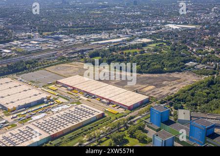 Luftbild, Westfalenhütte Gewerbegebiet, Hoesch Areal, Logistik Zentrum, Borsigplatz, Dortmund, Ruhrgebiet, Nordrhein-Westfalen, Deutschland ACHTUNGxMINDESTHONORARx60xEURO *** Vista aerea, Westfalenhütte Industrial estate, Hoesch Areal, centro logistico, Borsigplatz, Dortmund, regione della Ruhr, Renania settentrionale-Vestfalia, Germania ATTENTIONxMINDESTHONORARx60xEURO Foto Stock