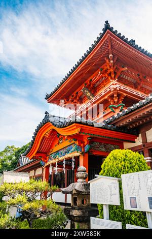 La sala principale (honden) di Isaniwa Jinja, un santuario shintoista nel centro della città di Matsuyama, regione di Shikoku, Giappone Foto Stock