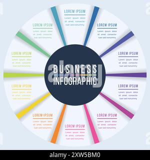 Circle Infographic design 10 passaggi, oggetti, elementi o opzioni modello di informazioni aziendali Illustrazione Vettoriale