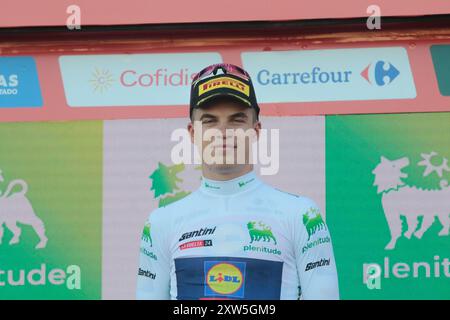 Mathias Vacek miglior giovane pilota della Repubblica Ceca per Lidl Trek tappa 1 Vuelta 2024 Lisbona Foto Stock