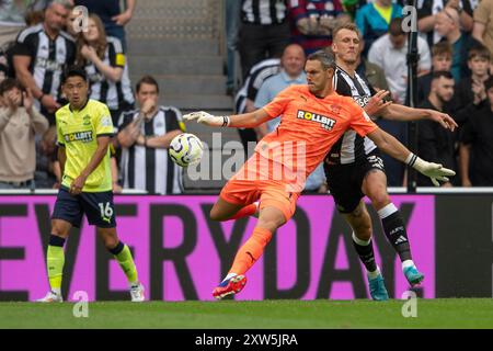 Il portiere del Southampton Alex McCarthy durante la partita di Premier League tra Newcastle United e Southampton al St. James's Park, Newcastle, sabato 17 agosto 2024. (Foto: Trevor Wilkinson | mi News) crediti: MI News & Sport /Alamy Live News Foto Stock