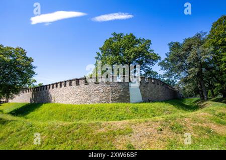 La porta nord del forte romano di Saalburg vicino a Francoforte, Germania Foto Stock