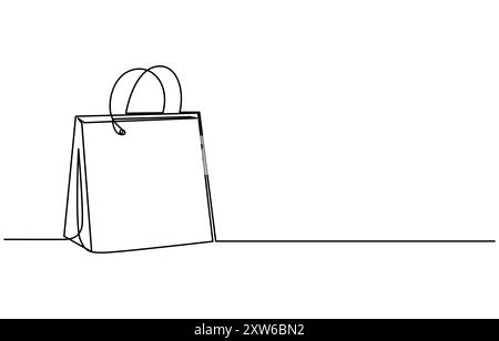 Icona della linea continua della shopping bag, icona della shopping bag disegnata a mano illustrazione vettoriale Illustrazione Vettoriale