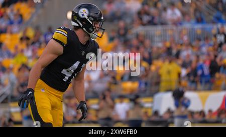 17 agosto 2024: Payton Wilson n. 41 durante la partita Steelers vs Bills a Pittsburgh, Pennsylvania. Jason Pohuski/CSM(immagine di credito: © Jason Pohuski/Cal Sport Media) Foto Stock