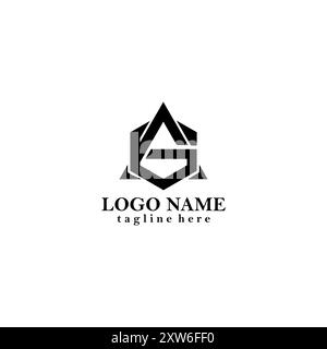 Vettore iniziale del logo esagonale AG Illustrazione Vettoriale