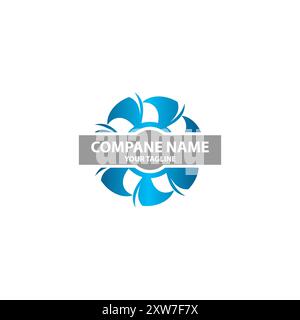 Design del logo Modern Spinning turbine, logo Wind Power Energy Technology. EPS 10 Illustrazione Vettoriale