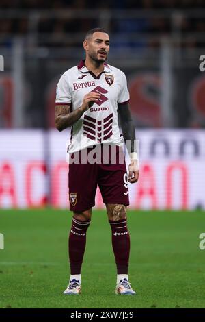 Milano, Italia. 17 agosto 2024. Antonio Sanabria del Torino FC gesti durante la partita di serie A tra il Milan e il Torino FC. Crediti: Nicolò campo/Alamy Live News Foto Stock