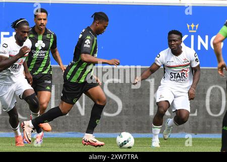 Abu Francis di Cercle raffigurato in azione durante una partita di calcio tra OH Leuven e Cercle Brugge, domenica 18 agosto 2024 a Lovanio, il quarto giorno della stagione 2024-2025 della prima divisione del campionato belga 'Jupiler Pro League'. BELGA FOTO JILL DELSAUX Foto Stock