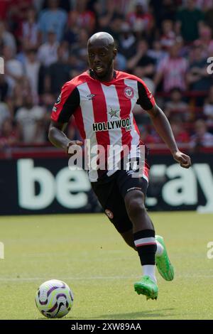 Londra, Regno Unito. 18 agosto 2024. Londra, Inghilterra, 18 agosto 2024: Yoane Wissa (11 Brentford) in azione durante la partita di Premier League tra Brentford e Crystal Palace al Gtech Community Stadium di Londra, Inghilterra. (Pedro Porru/SPP) credito: SPP Sport Press Photo. /Alamy Live News Foto Stock