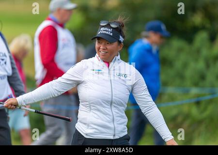 Ayrshire settentrionale, Scozia. 18 agosto 2024. Megan Khang durante l'ultimo round dell'ISPS HANDA Women's Scottish Open 2024 a Dundonald Links. Foto Stock