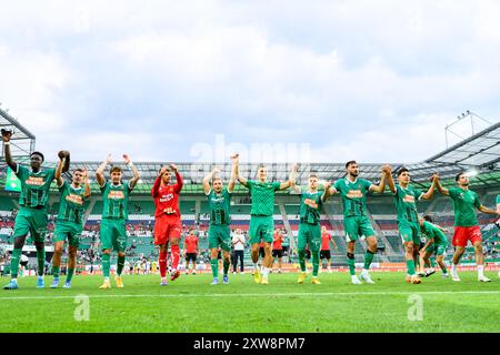 ABD0237 20240818 - WIEN - Österreich: Jubel nach dem Sieg SK Rapid AM Sonntag, 18. Agosto 2024 anlässlich eines Spiels der Fußball-Bundesliga zwischen SK Rapid und WSG Tirol im Allianz Stadion a Vienna. - FOTO: APA/MAX SLOVENCIK - 20240818 PD5376 credito: APA-PictureDesk/Alamy Live News Foto Stock