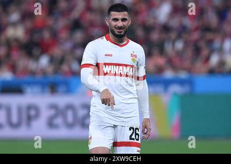 Leverkusen, Germania. 17 agosto 2024. Fussball DFL-Supercup Bayer 04 Leverkusen - VfB Stuttgart AM 17.08.2024 in der BayArena a Leverkusen Deniz Undav ( Stoccarda ) le normative DFL vietano qualsiasi uso di fotografie come sequenze di immagini e/o quasi-video. Foto: Revierfoto credito: ddp media GmbH/Alamy Live News Foto Stock