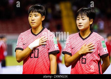 Hayeon Mun e Dain Han della Repubblica di Corea durante la partita di Coppa del mondo femminile FIFA U-20 Costa Rica Francia contro Repubblica di Corea il 17 agosto 2022. (Foto b Foto Stock