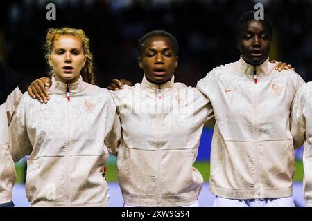 Celina Ould Hocine, Magnaba Folquet e Thiniba Samoura della Francia durante la partita di Coppa del mondo femminile FIFA U-20 Costa Rica Francia contro Repubblica di Corea su A. Foto Stock