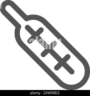 Icona della linea del termometro. Strumento medico. Indicatore di temperatura Illustrazione Vettoriale
