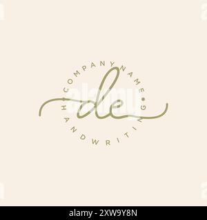 DE Logo iniziale di scrittura a mano Illustrazione Vettoriale