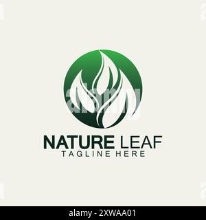 Loghi di foglia verde ecologia natura elemento icona vettore Illustrazione Vettoriale