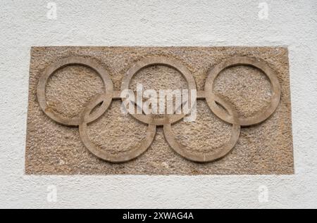 Il salto con gli sci olimpici a Garmisch Foto Stock