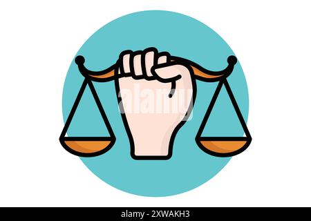 Icona del contorno di destra Civil. icona relativa alla legge e alla giustizia. illustrazione vettoriale degli elementi di legge Illustrazione Vettoriale