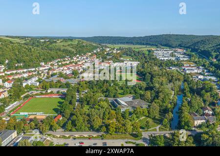 Veduta aerea della città universitaria di Eichstätt nella valle di Altmuehl nell'alta Baviera Foto Stock