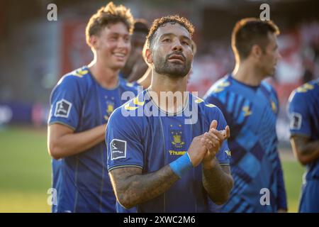 Aalborg, Danimarca. 18 agosto 2024. Sean Klaiber di Broendby SE visto dopo il 3F Superliga match tra Aalborg BK e Broendby IF all'Aalborg Portland Park di Aalborg. Credito: Gonzales Photo/Alamy Live News Foto Stock