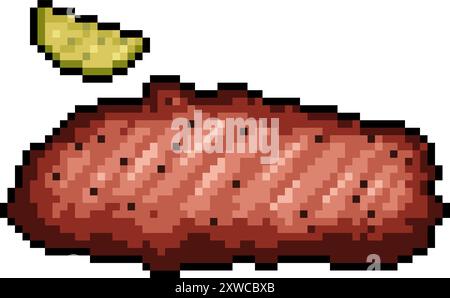 pixel art di carne arrosto isolata sullo sfondo Illustrazione Vettoriale