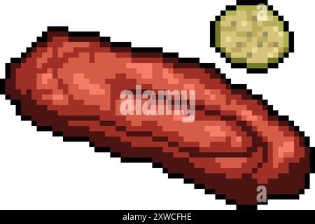 pixel art di carne arrosto isolata sullo sfondo Illustrazione Vettoriale