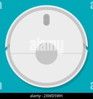 Aspirapolvere robot. Per pulire la stanza, la casa, intelligente, con sensori. Illustrazione vettoriale. EPS 10. Illustrazione Vettoriale