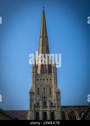 Norwich Cathedral Spire, Norwich, Norfolk, Inghilterra, Regno Unito, GB. Foto Stock