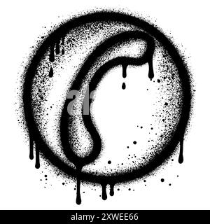 Icona del telefono Graffiti verniciata a spruzzo con uno sfondo bianco. Illustrazione Vettoriale