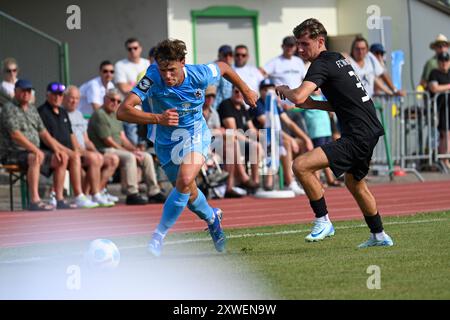 Im Bild Lukas Reich (TSV 1860 Muenchen), FC Thalhofen, TSV 1860 Muenchen, Fußball, BFV, Verbandspokal, TSV-Stadion, a Marktoberdorf, foto: Michael Nibel 15 08 24 Copyright: HMB-Media Foto Stock