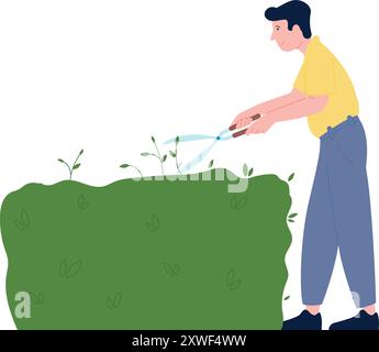 Boccola di rivestimento uomo. Carattere di colore per il giardino Illustrazione Vettoriale