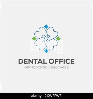 Dental Clinic Logo Design dentista Logo dente astratto dentista lineare stomatologia Illustrazione Vettoriale