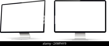 Immagine realistica dello schermo del computer. Display del computer con schermo vuoto. Illustrazione vettoriale. Illustrazione Vettoriale