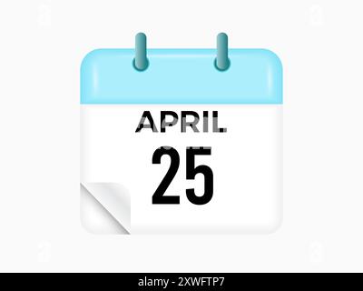 Aprile 25 - calendario e calendario. Promemoria icona Calendario giornaliero. Illustrazione vettoriale. Illustrazione Vettoriale