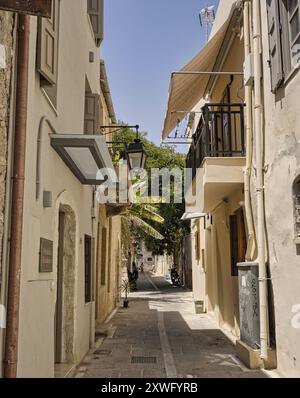 Le stradine della città vecchia di Rethymno a Creta Foto Stock