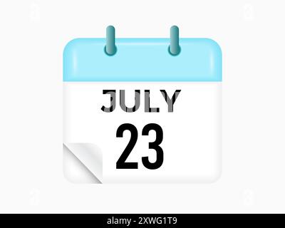 23 luglio - calendario e calendario. Promemoria icona Calendario giornaliero. Illustrazione vettoriale. Illustrazione Vettoriale