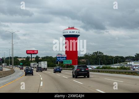 Alsip Illinois Water Tower e Swap o Rama firmano dalla superstrada Foto Stock