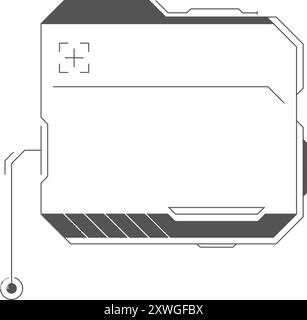 Cornice di testo futuristica. hud digitale con linea nera isolata su sfondo bianco Illustrazione Vettoriale