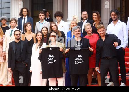 BiH, Sarajevo, 190824. Il tappeto rosso del quarto giorno del Sarajevo Film Festival. Nella foto: Srdjan Vuletic, Dina Musanovic. Foto: Antonio Balic / CROPIX Copyright: XxAntonioxBalicx crveni tepih sff2-190824 Foto Stock